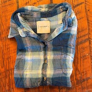Lucky Brand women’s Blue and Cream Plaid Shirt